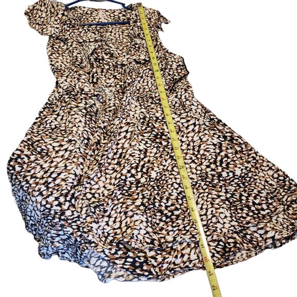 Free People French Quarter Mini Dress Leopard Wrap Ruffle Flutter Sleeve Small - Picture 5 of 12